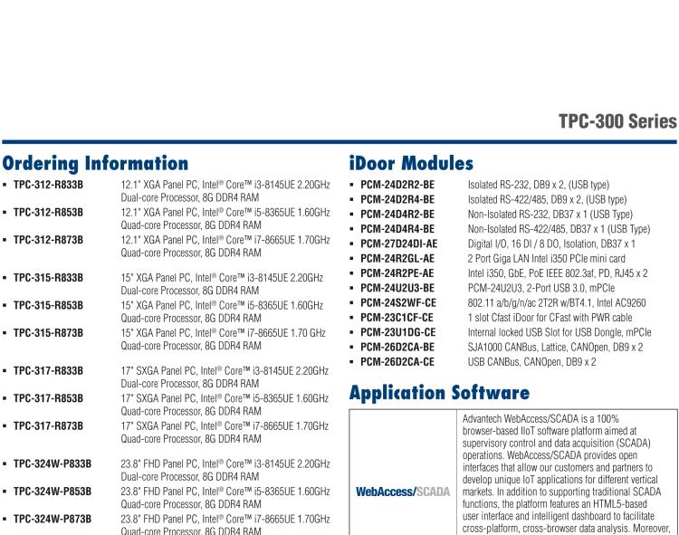 研華TPC-317 17" SXGA TFT LED LCD工業平板電腦，搭載第八代Intel?Core?i3/ i5/ i7處理器，內置8G DDR4 RAM