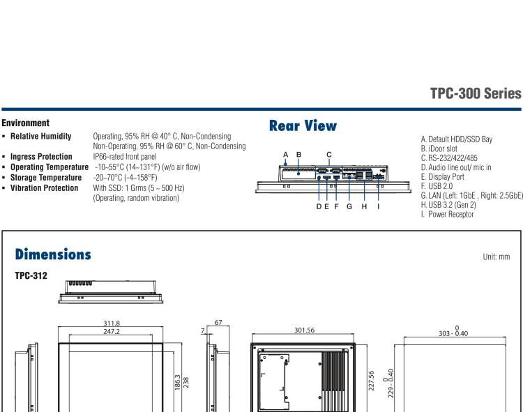 研華TPC-315 15英寸XGA TFT LED LCD觸摸屏電腦，搭載第八代Intel?Core? i3/ i5/ i7處理器，內置8G DDR4 RAM