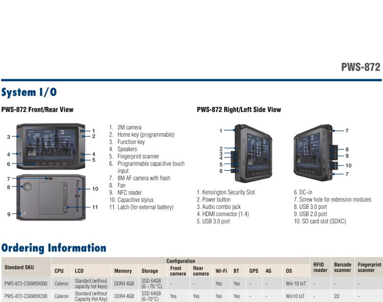 研華PWS-872 10寸工業平板電腦 搭載第七代 Intel ? Core? i3/i5/i7/Celeron? 處理器