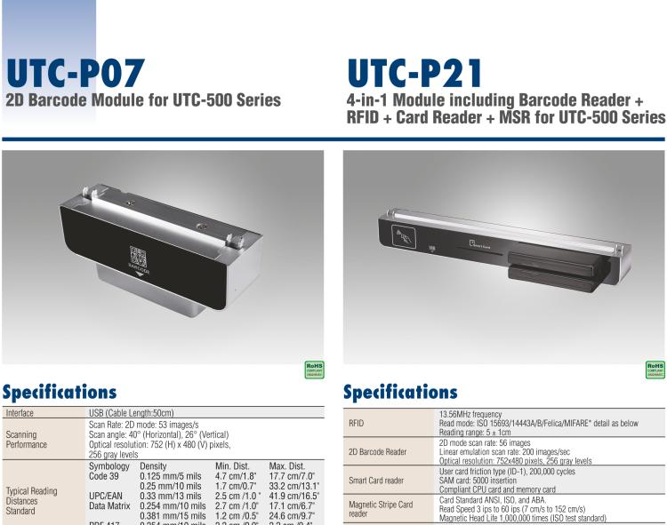 研華UTC-P03 RFID 讀卡器，適用于 UTC-515/520/532 系列