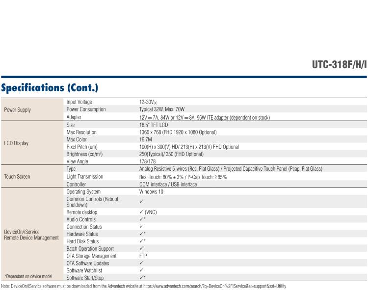 研華UTC-318I 18.5" Ubiquitous Touch Computer with 11th Gen Intel? Core? i7/i5/i3 and Celeron? 6305E Processor