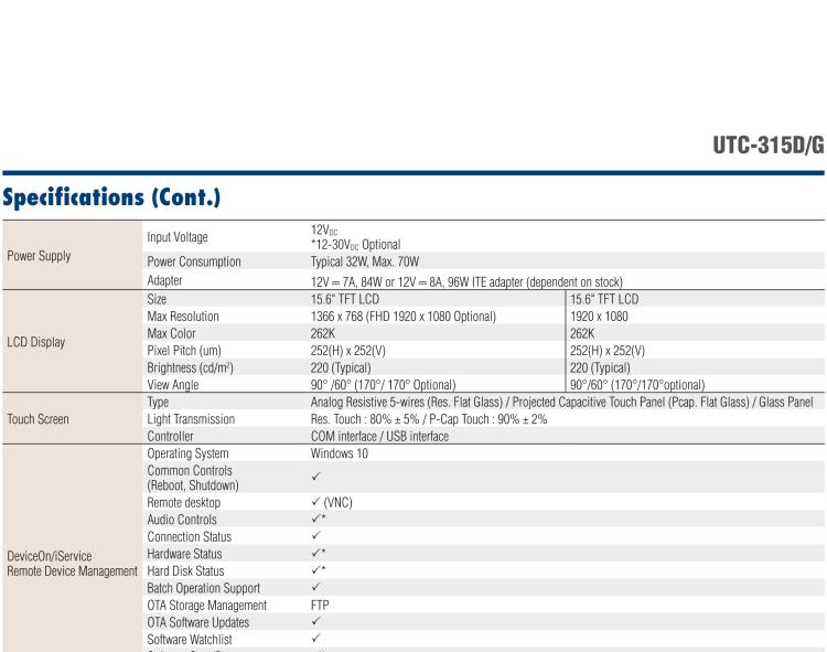 研華UTC-315G 15.6" 多功能觸控一體機，內置 Intel? Pentium? N4200/Celeron? N3350 處理器