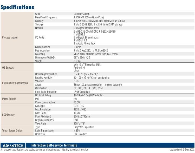 研華UTC-124G1 23.8" All-in-One Touch Computer with Intel? Celeron? J3455 Processor