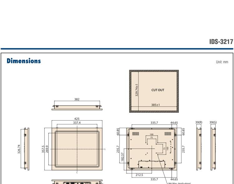 研華IDS-3217 17" SVGA工業級面板安裝顯示器