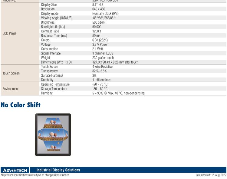 研華IDK-1105 5.7" VGA 工業顯示套件，帶觸摸屏解決方案和 LVDS 接口