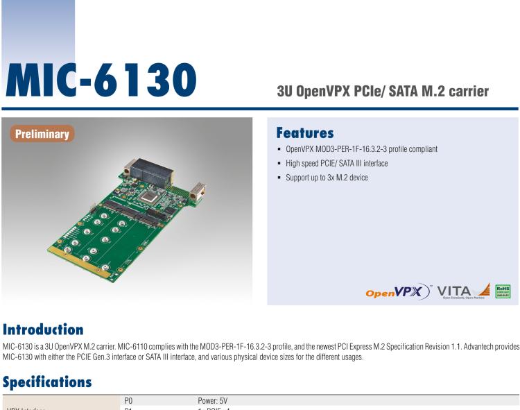 研華MIC-6130 3U OpenVPX PCIe/SATA M.2計(jì)算機(jī)