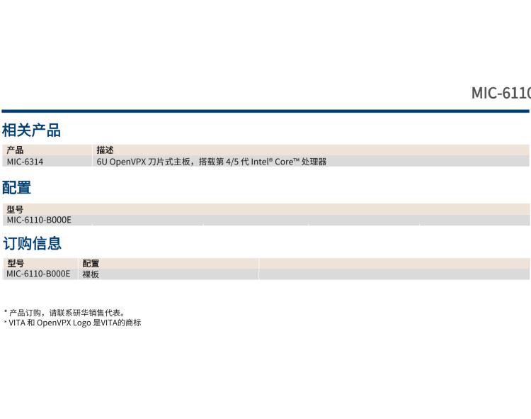 研華MIC-6110 6U OpenVPX MXM計算機