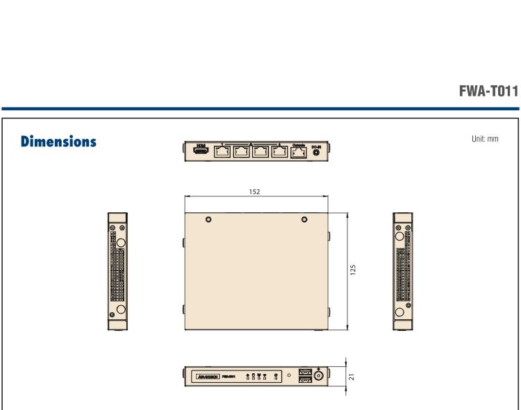 研華FWA-T011 基于Intel? Celeron? N3350/J3455 入門級SD-WAN，安全網關微型網絡應用平臺