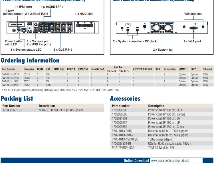 研華FWA-1013 Universal Network Appliance with Intel Atom? P5000/C5000 Processor for uCPE and SD-WAN