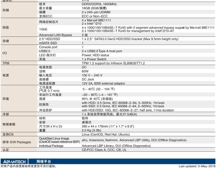 研華FWA-1320 基于Intel? Atom C2000系列處理器 桌面型網絡應用平臺