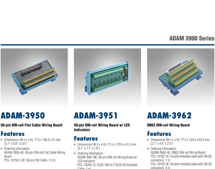 研華ADAM-3950 50芯扁平電纜接線端子，DIN導軌安裝