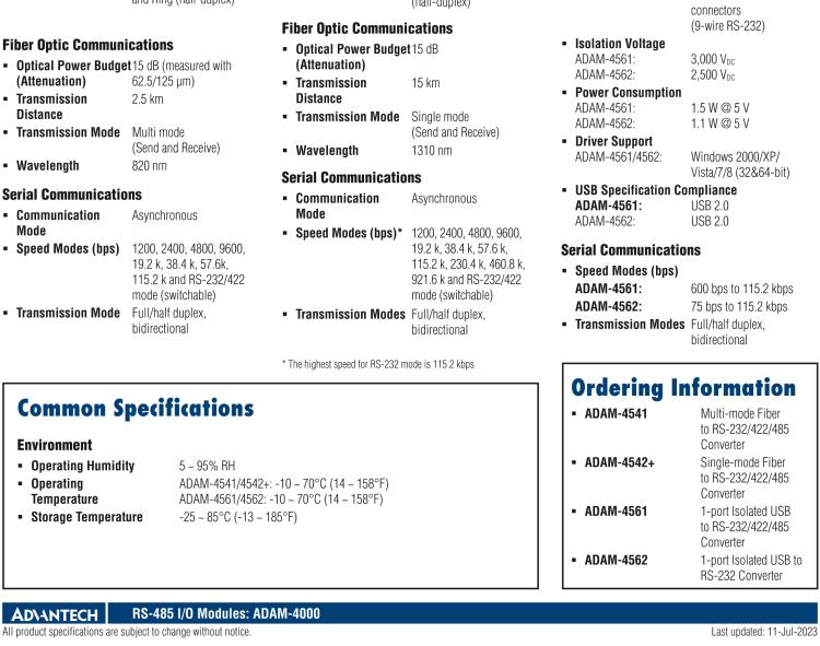 研華ADAM-4562 1端口隔離USB到RS-232轉換器模塊