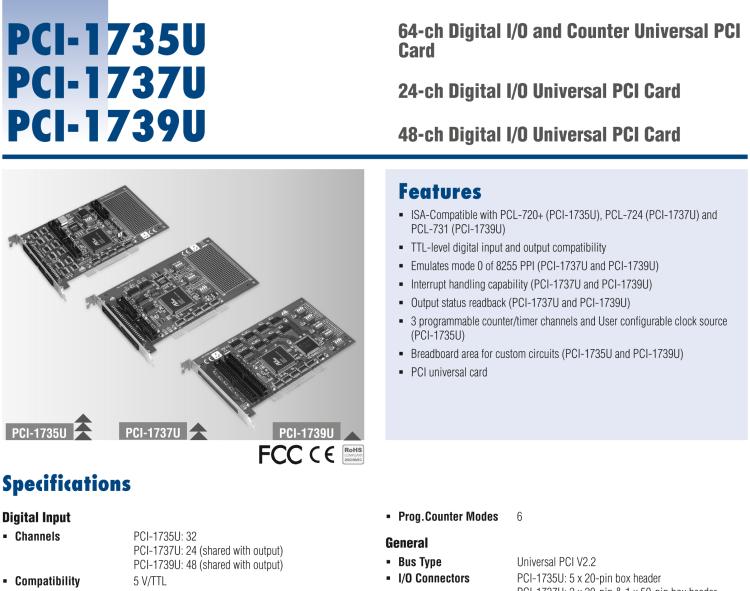 研華PCI-1735U 64通道TTL數字輸入/輸出計數卡