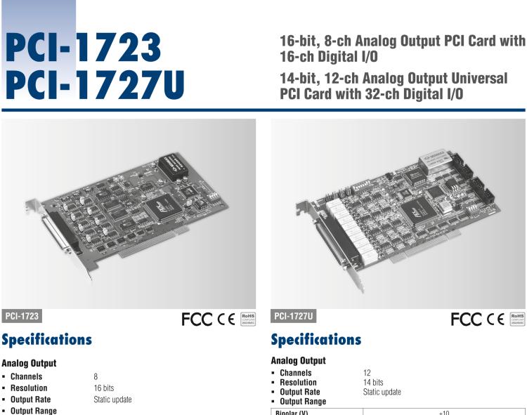 研華PCI-1727U 14位，12通道同步模擬輸出卡