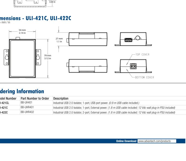 研華BB-UH401 ULI-421CL 1端口高穩(wěn)固力USB 4KV隔離器