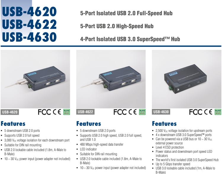 研華USB-4620 ULI-415C 電路模塊，5端口隔離USB2.0集線器