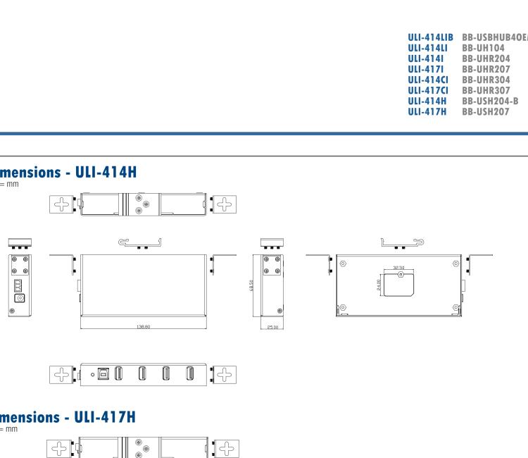 研華BB-USBHUB4OEM ULI-414LIB-工業(yè)USB 2.0集線器，4端口，高穩(wěn)固力連接器