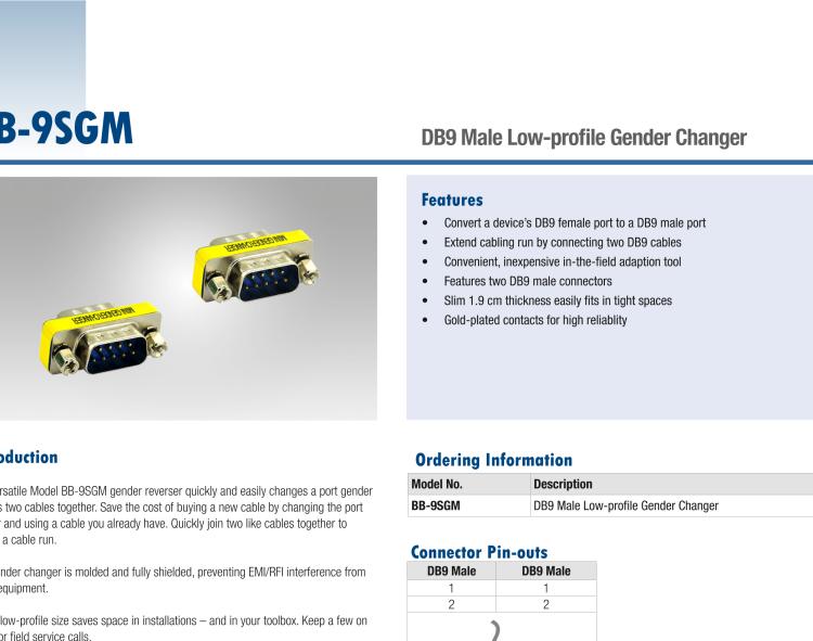 研華BB-9SGM Serial Accessory, DB9 F to M Gender Changer