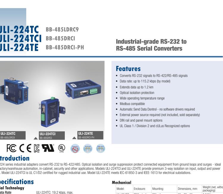 研華BB-485LDRC9 ULI-224TC RS-485 工業隔離轉換器