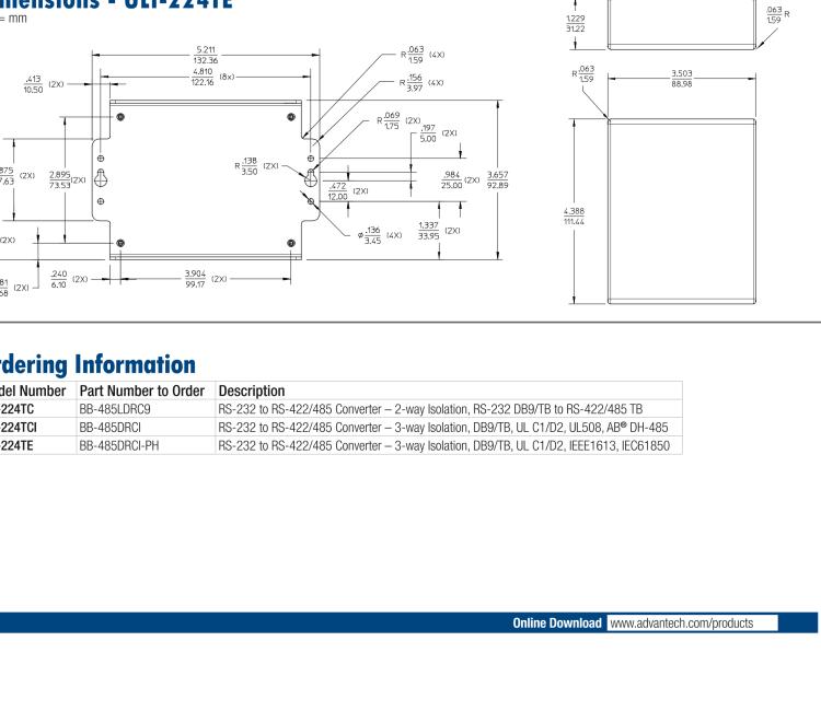 研華BB-4WSD9TB ULI-224T-RS-232（DB9母頭）至RS422/485（接線端子）轉換器